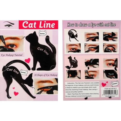 2pcs/lot For 10 Styles Quick Makeup Cat Eyeliner Smokey Eyeshadow Drawing Guide Reusable Stencil for Classic Eye Liner Template