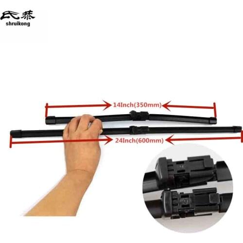 Free shipping 2pcs/lot SG-002 Wiper blades for 2007-2016 FIAT 500 24"+14" fit push button type wiper arms only