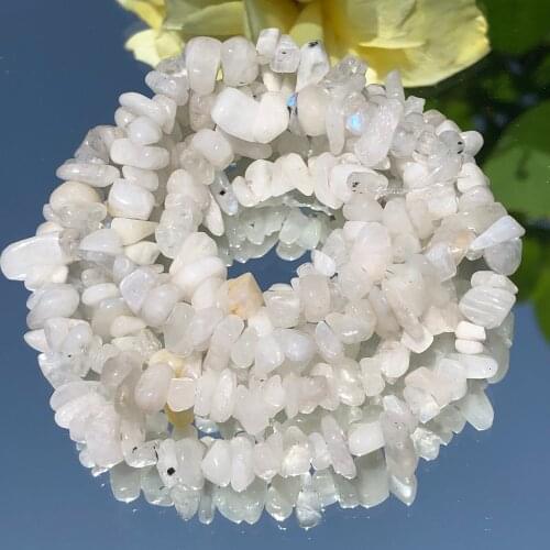 5-8mm Natural Freeform Chips Gravel Stone Blue Moonstone Irregular Beads For Jewelry Making DIY Earrings Bracelet Necklace 32"