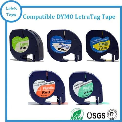 5PK/lot DYMO LT plastic label white, yellow, red, green LT91200, 91201,91202, 91203, 91204 used for Dymo Letra Tag Labeller