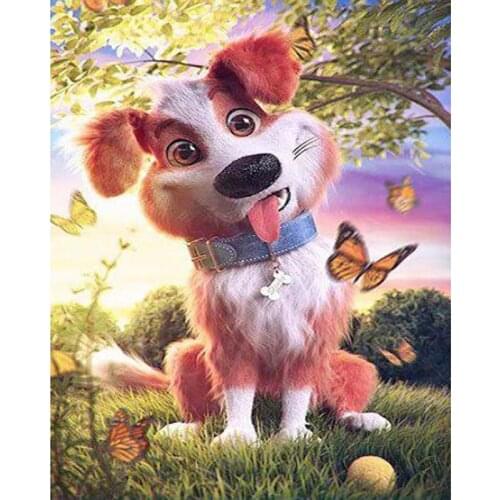 5D DIY Square Full Diamond Painting Dog Animal Diamond Painting Scenery Full Round Cross Stitch Crystal Wall Painting Gift