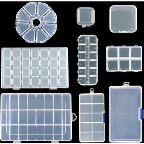 9 Sizes Plastic Storage Jewelry Box Compartment Adjustable Container for Beads Earring Box for Jewelry Rectangle Box Case