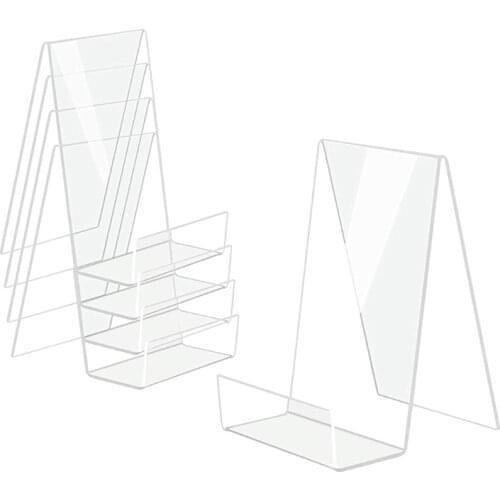 5 Pieces Acrylic Display Stand Clear Crystal Acrylic Picture Frame Book Holder Display Stand for Office Home Bookshops