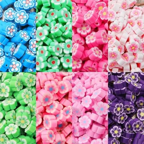 30pcs 10mm Mixed Color Flower Polymer Clay Spacer Beads For Jewelry Making DIY Bracelet Necklace Earring Handmade Accessories