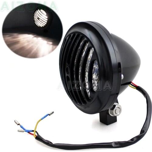 Black Motorcycle 12v/35w Retro Headlight For Harley Chopper Road King Softail Bobber Dyna Custom 5'' Bar Mount Head Lights