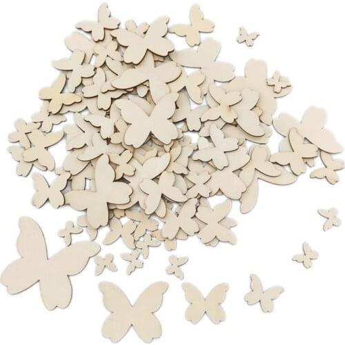 10-80mm Wooden Butterflies Cutouts Enviromental Wooden Craft Embellishments Scrapbooking Wood Art Wedding Decoration