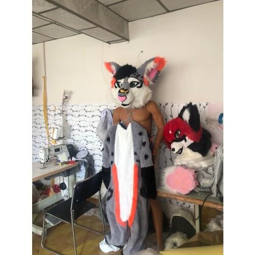 Shipping one day in stock real photo full sets Suit husky dog cat fursuit Costume fox Animal Party Fancy Dress Carnival Gift