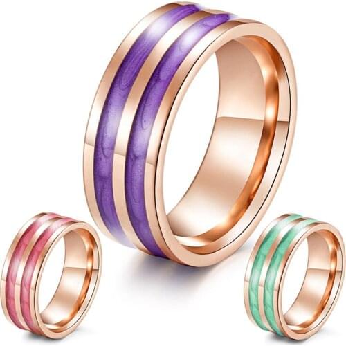 Elegant Wedding Ring for Women Rose Gold Color Stainless Steel Wedding Bands Jewelry