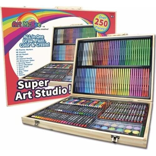 European McCabe Child Wooden Box Painting Set 250pcs art sets Painting Painting Art Set Gift Box