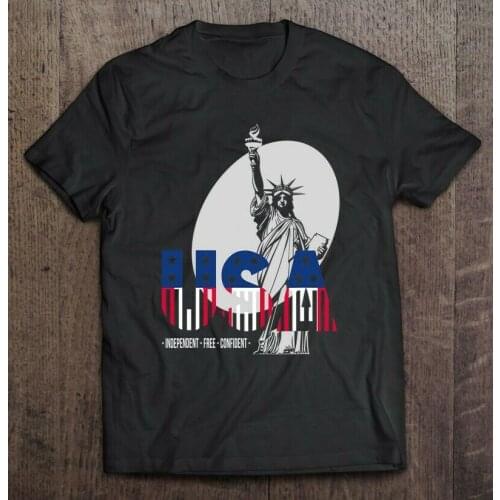 Usa Independence Day 4Th July Statue Of Liberty Men T-Shirt SHORT Casual 100% COTTON O-Neck harajuku shirts