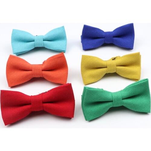 Colorful Kids Linen Bow Tie Solid Color Classic Smooth Flexible Bowtie Tuxedo Butterfly Wedding Party Dinner Gift Accessory