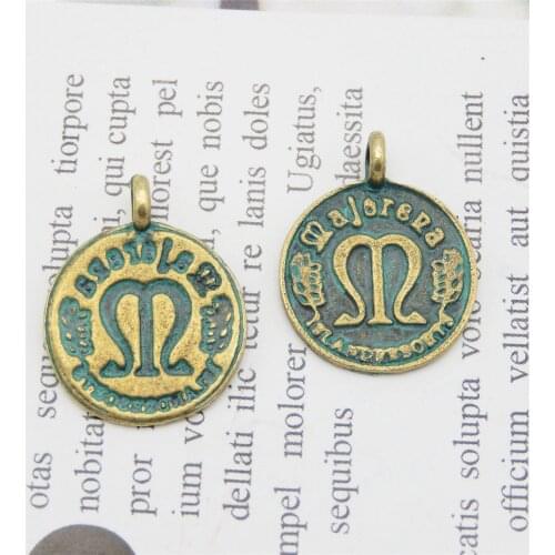 GraceAngie 20PCS 22*17*1mm Antique Green Bronze Retro Charms Commemorative Coin Pendant Jewelry Finding Necklace Accessory