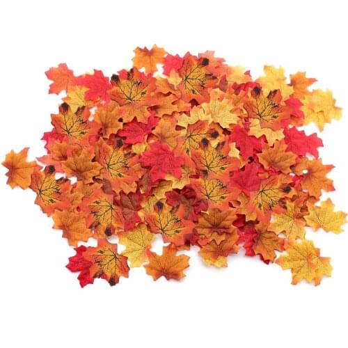 100/1000X Maple Leaves Artificial Simulation Leaves Halloween Autumn Leaves Christmas Wedding Table Decorations Thanksgiving Day