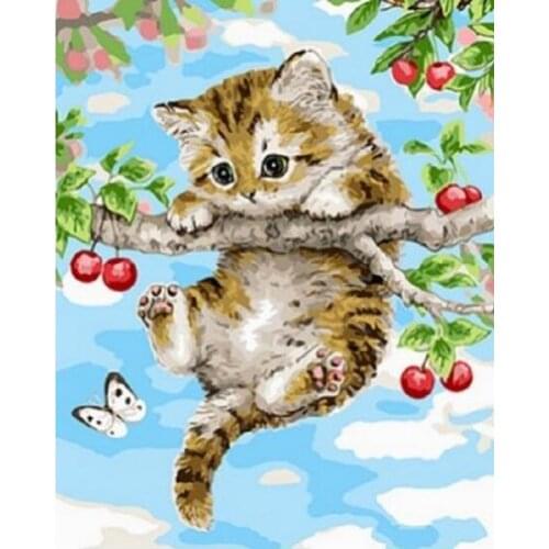 MaHuaf-W1440 cute kitten animal painting Coloring by Numbers DIY Hot Selling Craft Gift cuadros decoracion