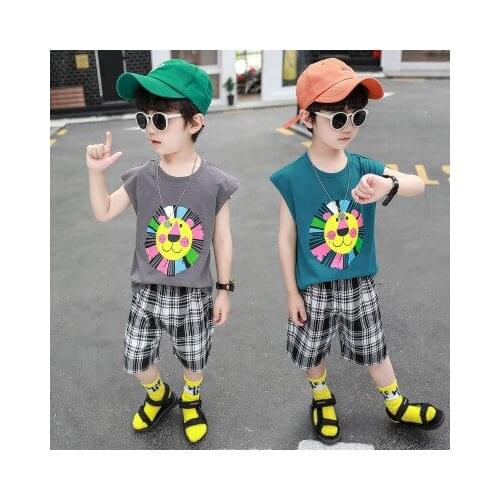 Boys Vest Shorts Suit 2020 Summer Korean Childrens Clothes Baby Boys Casual Sleeveless Two-piece Suit Kids Boys Fashion Suits