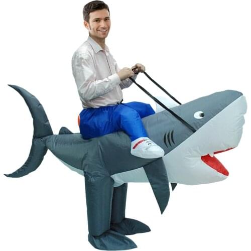 Fancy Dress Inflatable Costume Riding Shark Anime Adult Kids Mascot Cosplay Cute Shark Halloween Blow Up Suit