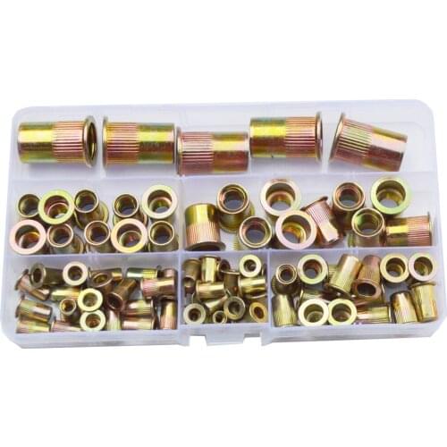 Rivet Nut Metric Threaded Rivnut Nutsert Insert Rivetnut Carbon Steel Zinc Plated Assortment Kit Set 1/2 3/8 5/16 1/4 10-24 8-32