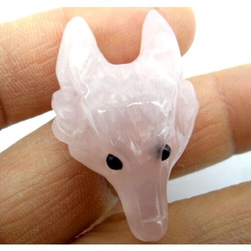 Natural stone Quartz Crystal fluorite aventurine tiger eye Wolf Head shape Pendant for diy jewelry making necklac Accessories2pc