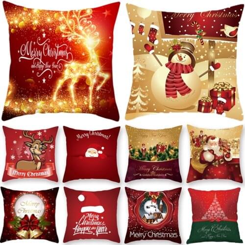 Christmas Xmas Red PillowCase Tree Decorations Santa Claus Cushion Cover Merry Christmas Decorations For Home Noel Natal 2021