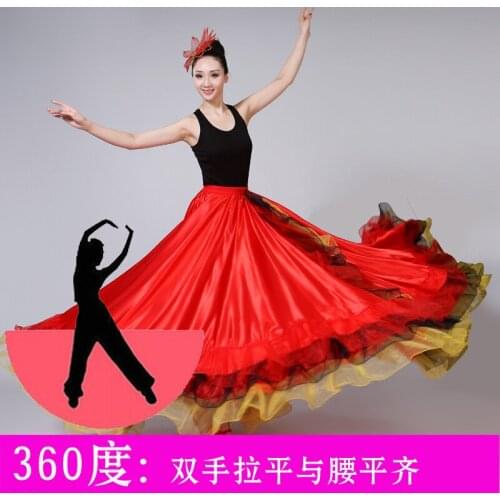 New Half-length Skirt Spain Dance Costume Mujer Opening Dance Performance Stage Wear Adult Female Dancing Chorus Skirt H579