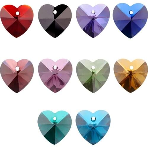 Wholesale Heart Glass Beads Romantic Valentines Ideas Beads Charms Faceted Charms Mixed Color 10x10x5mm Hole 1mm Drop Shipping