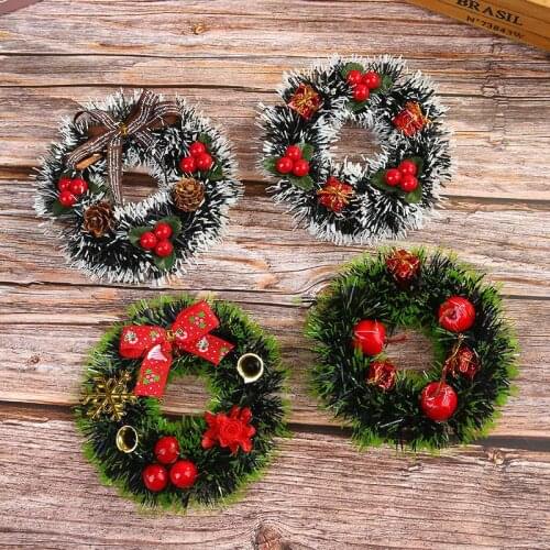 12cm Christmas Wreath Christmas Door Wall Hanging Ornaments Garland with Artificial Flowers Christmas Decorations for Home 2020
