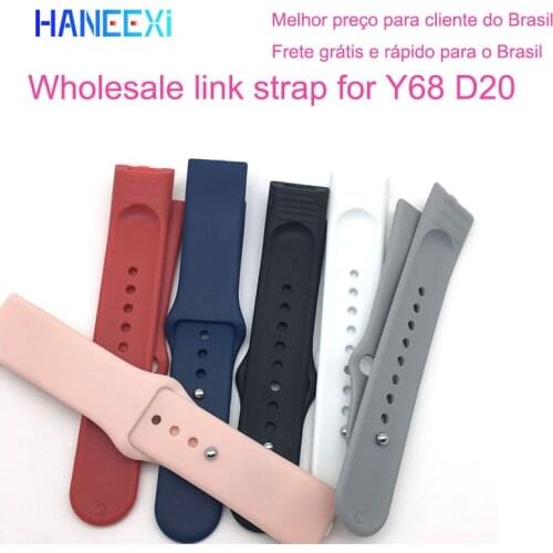 2021 Wholesales link Silicone watch Strap for Y68 D20 Smart watch relógio Y68S D20S replacement wrist belt straps