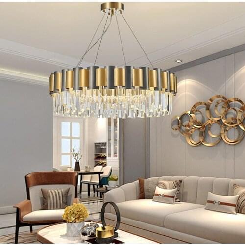 Modern crystal chandelier for living room luxury black gold lamp home decor light fixture led Indoor lighting