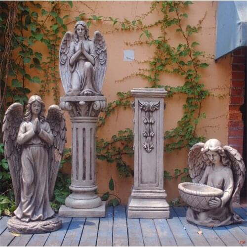 Goddess Marble Pillar Statue Angel Arts Sculpture Resin Crafts Outdoor Garden