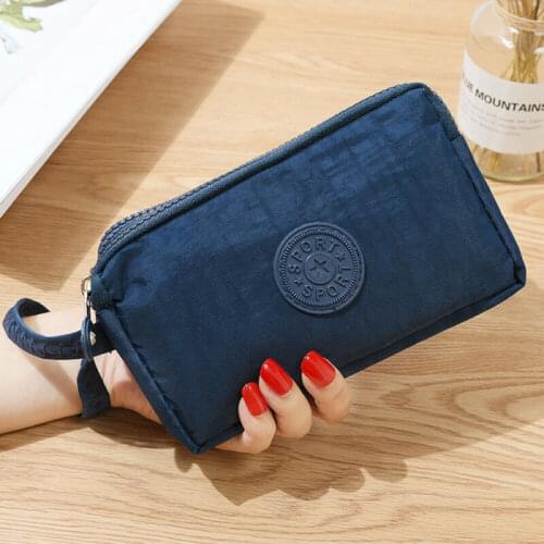 High Quality Women 3 Layer Canvas Handbag Lady Solid Zipper Wallet Coin Purse Card Key Holder Phone Bag Gift