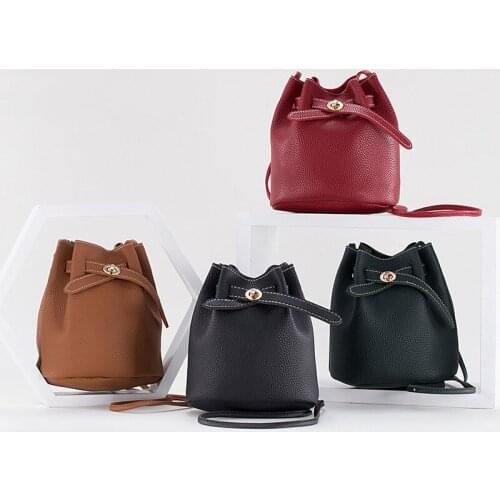 Women 2020 Luxury Handbags Women PU Lychee Small Shoulder Crossboby Bag Bucket Bags New Fashion Solid bolsa feminina