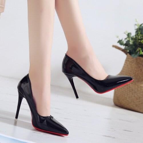 Autumn New High Heels Pointed Toe Shallow Mouth Sexy Red Sole Womens Single Shoes Fashion Bridesmaid Wedding Shoes