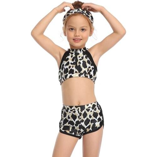 Girl Swimsuit Two Pieces Childrens Sports Fitness Swimwear Swim Suits Child Mesh Patchwork Bikini Sets Bathing Suit 2-14T