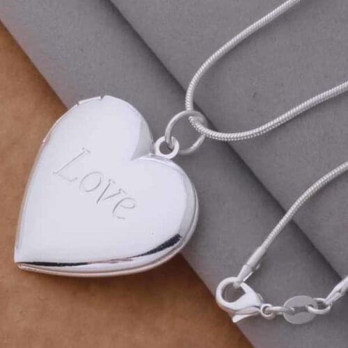 An737 Hot 925 Sterling Silver Necklace 925 Silver Fashion Jewelry Pendant Heart And Love /hebapvia Binajzua