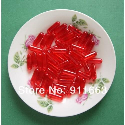 0# 500pcs, red translucent colored capsule,top and bottom of capsules are seperated, empty gelatin capsules sizes 0