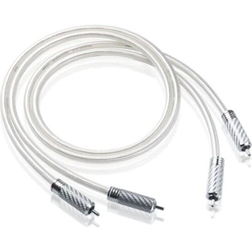 1 Pair New Silver-plated Hifi RCA Amplifier Cable Hi-end Signature 6N OFC 2RCA Interconnect Cable Audio Carbon fiber