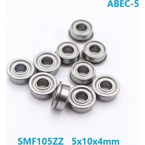 20pcs/lot ABEC-5 SMF105ZZ SMF105 ZZ Stainless Steel flange bearing 5x10x4 mm Shielded deep groove Ball Bearing 5*10*4mm