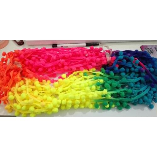20 yards Neon rainbow changing shifting color pom pom puff trim multicolored trim handcrafted fringe fabric lace sewing