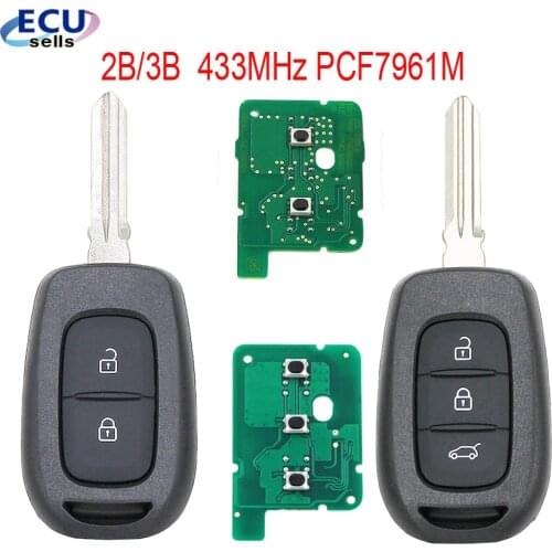2B/ 3B Remote Car Key Fob for Renault Symbol Trafic for Dacia Dokker Duster Logan Sandero 433MHz PCF7961M 4A Chip HU137 blade