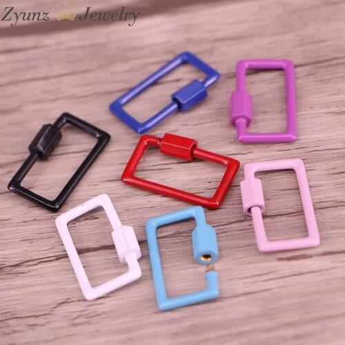 5PCS, DIY Jewelry Rectangle Clasps Enamel Copper Connector Lock Carabiner For Jewelry Making