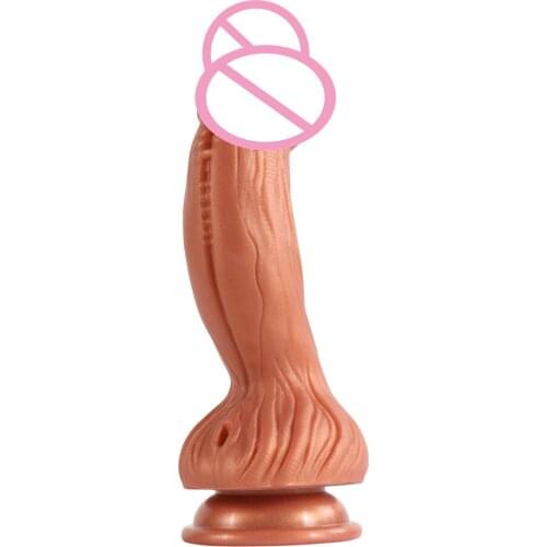 9.45 Inch Curve Large Animal Dildo Realistic Design Cock with Suction Cup Monster Penis Anal Butt Plugs Sex Toy for Woman