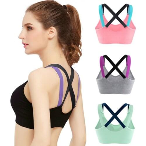 Sexy Super Push Up Bra Full Cup Breathable Top Shockproof Cross Back Seamless Bras For Women Gym Running Jogging Fitness Bra