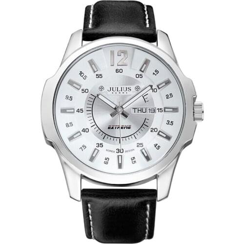 Julius Top Homme Mens Watch Hours Fine Fashion Clock Bracelet Band Leather Sport Auto Date Retro Boy Birthday Gift No Box 017