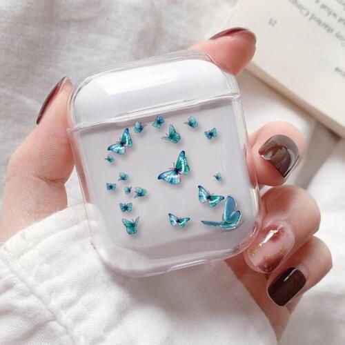 BlingBling Beautiful Cute Butterfly Case For Airpods 1 2 Cover Cute Cartoon Earphone Cover For Air Pods 2 1 Charging Box Case