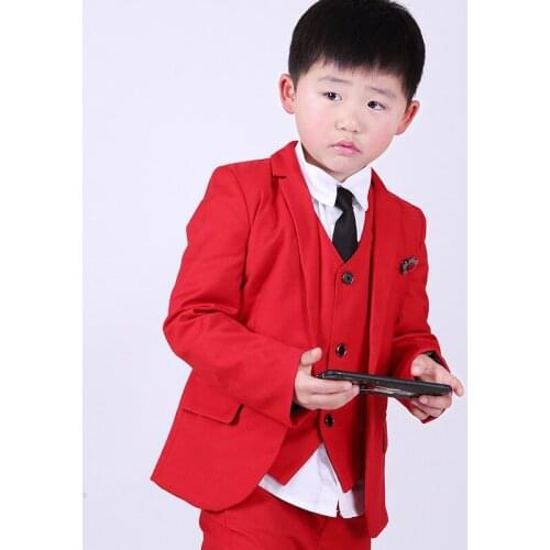 School Kids Birthday Party Flower Boys Prince Formal Suit weddings costume enfant garcon mariage boys blazer Vest Pants 3Pcs F79
