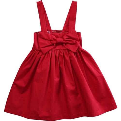 Infant Baby Girl Dress Red Summer Children Clothing Girls Costume Kid Sleeveless Sundress Bowknot Short Mini Vest Dress Outfit
