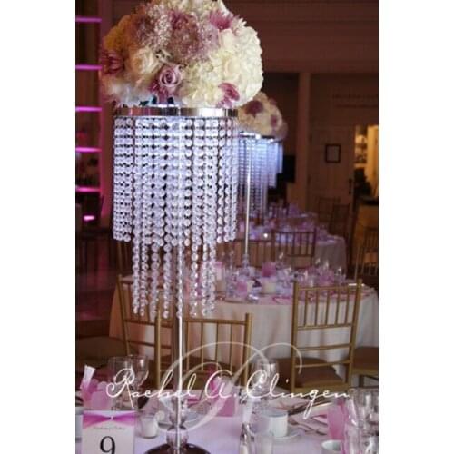 2 layers crystal Flower Stand with bead strands table centerpieces Wedding Decoration 10 pcs/lot