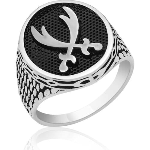 New 925 Silver Zulfiqar Sword Male Ring Male for Original Hot Sale Rings Antique Pattern Turkish Vintage Jewelry Accessories