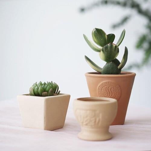 Creative White Clay Succulents Container Ceramic Flower Pot Ceramic Green Plants Potted Office Desktop Bonsai Home Garden Decor
