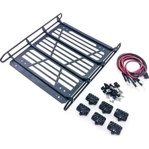 Roof Luggage Rack LED Spotlight Anti Skid Plate Set for Traxxas TRX6 G63 RC Car Parts Accessories